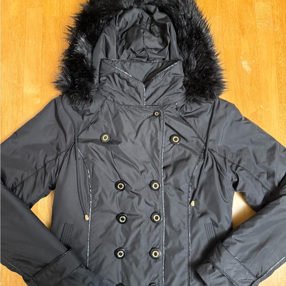 Tory Burch Black Jacket with removable Faux Fur Hood